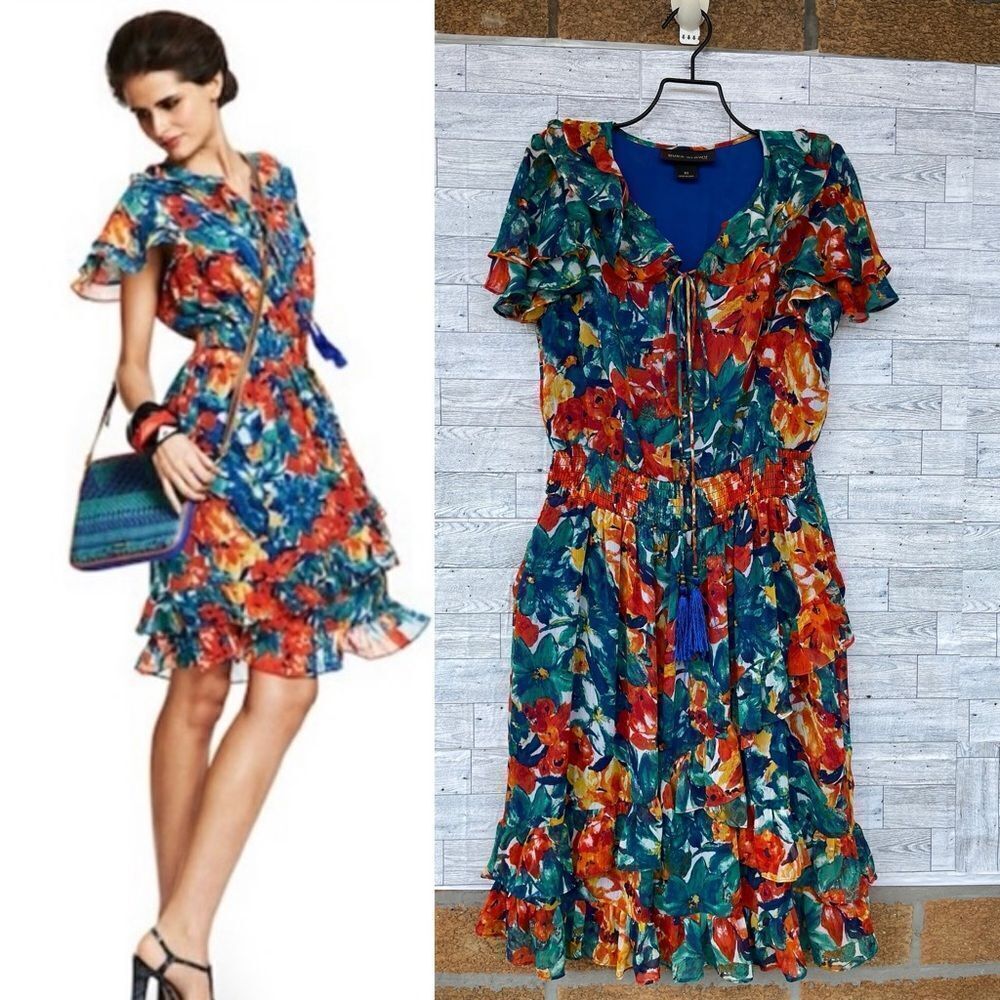 Duro Olowu for JCP Bohemian Summer Floral Ruffle  Dress Sz XS